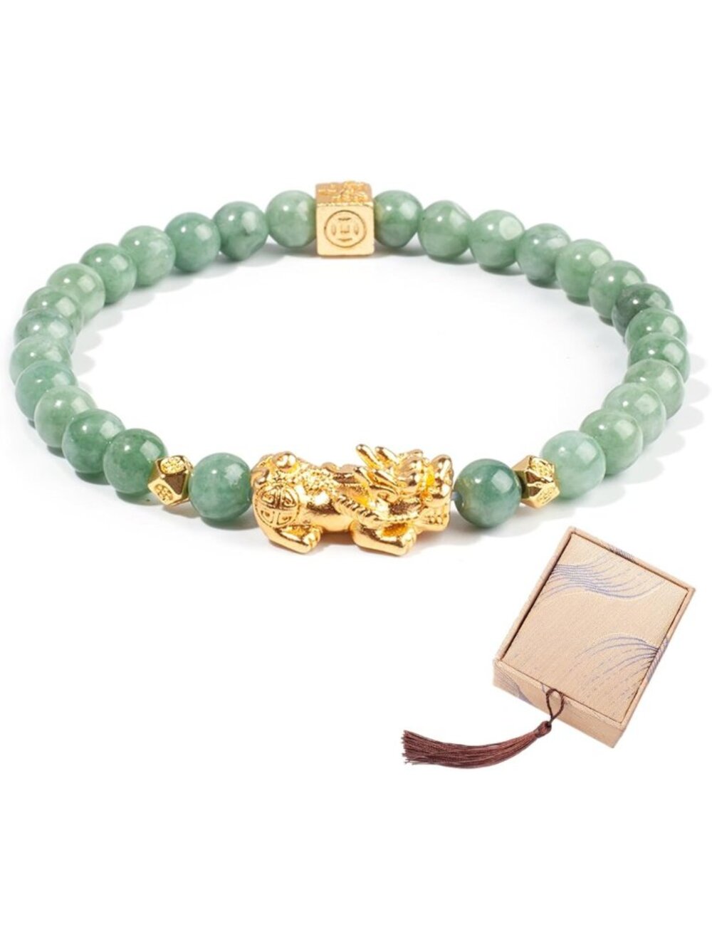 Natural Green Jade Feng Shui Bracelet for Luck & Wealth | Unisex Protection